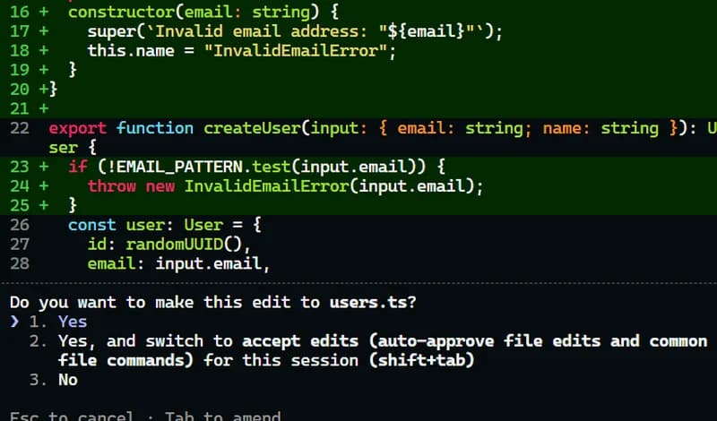 A Claude Code agent in Harmony pausing for your approval before it edits a file