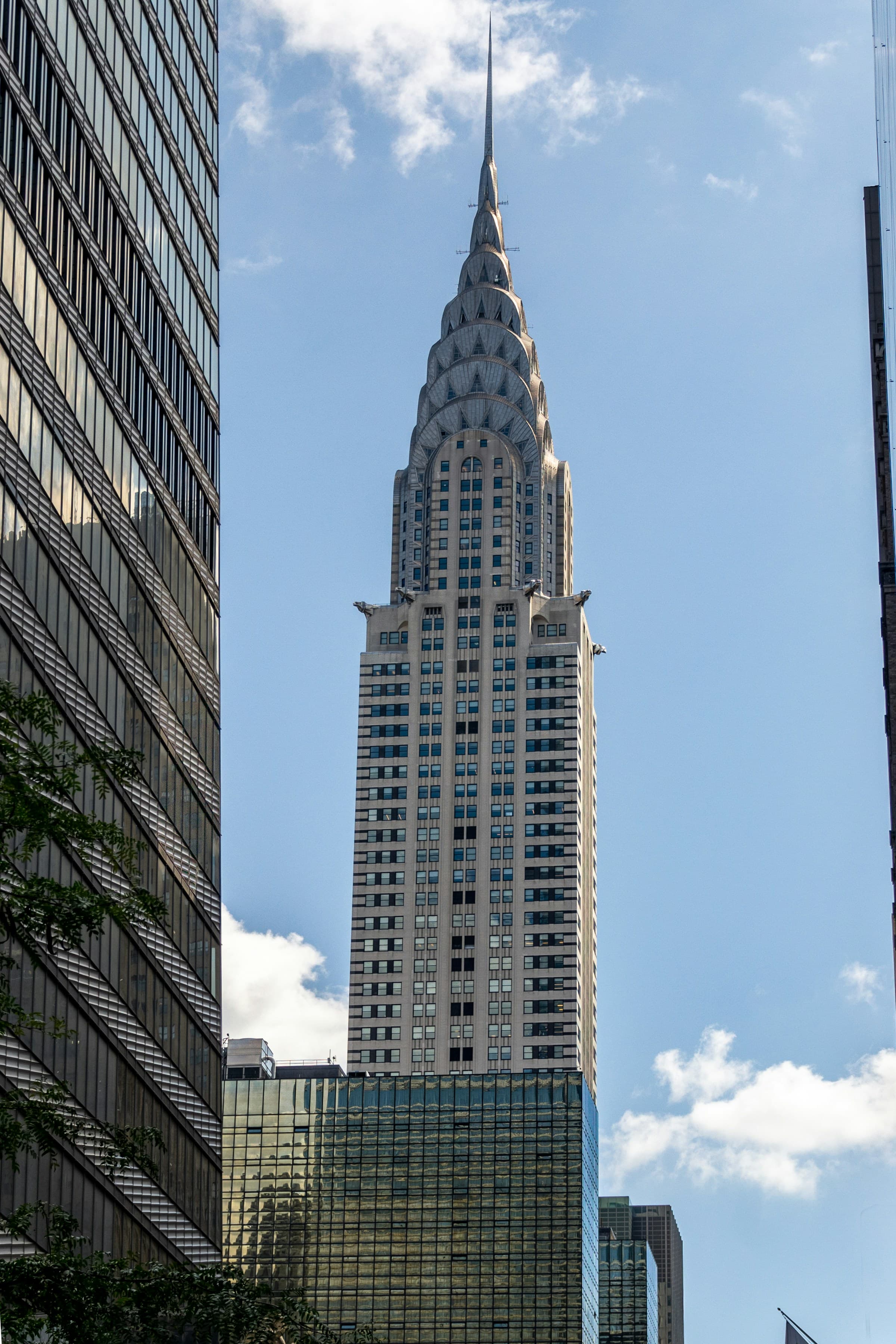 The Chrysler Building's Art Deco spire against a clear sky